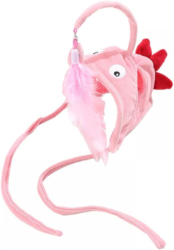Cat Feather Toys, Head-Mounted Cat Toy Interactive Cat Hat Feather Toy with Hook Design,