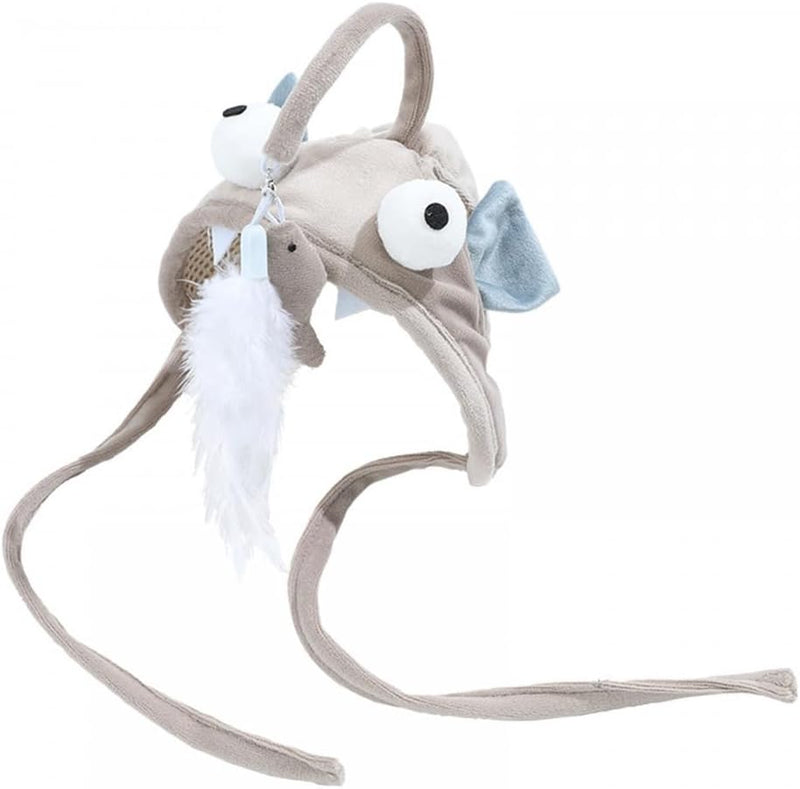 Cat Feather Toys, Head-Mounted Cat Toy Interactive Cat Hat Feather Toy with Hook Design,