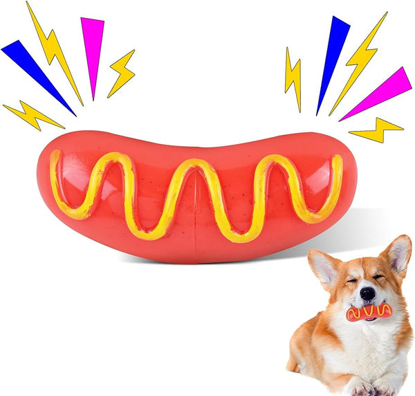 Hot Dog Chew Toy for dog Durable Teeth Cleaning and Training Plush Toy Funny Squeak Toy