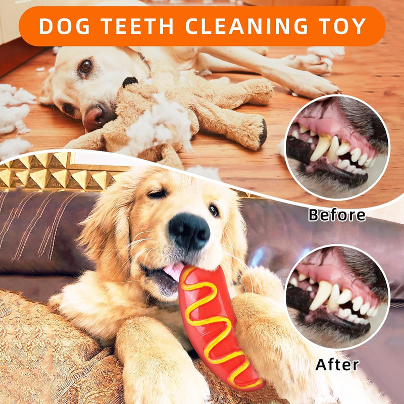 Hot Dog Chew Toy for dog Durable Teeth Cleaning and Training Plush Toy Funny Squeak Toy