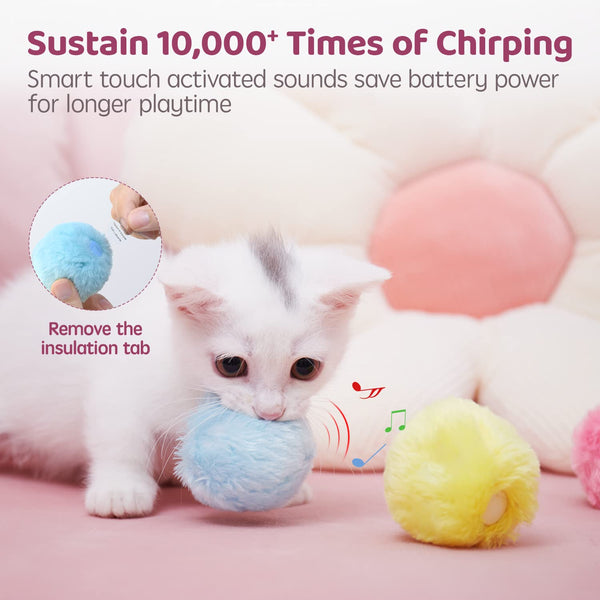Petchain Chirping Cat Toys Balls with Catnip