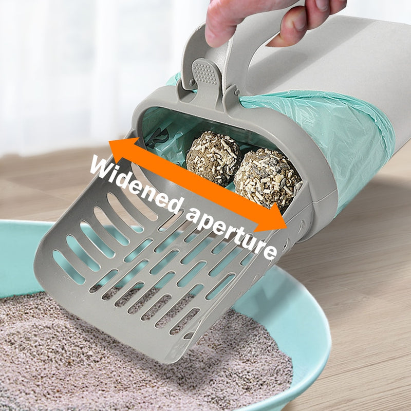 Peichain Large Caliber Cat Litter Scoop Filter Portable Pet Cat Stool Collection Sand Shovel with Trash Can for Cat Litter Self-cleaning