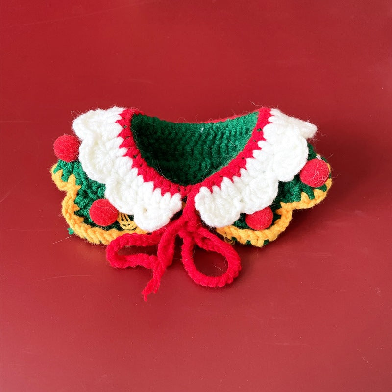 Pet Christmas Collar Scarf Cat Dog Knitted Scarf Woolen Hat