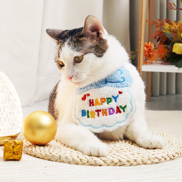 Pet birthday saliva towel Party scarf Dress up cat dog birthday gift cake decorate scarf
