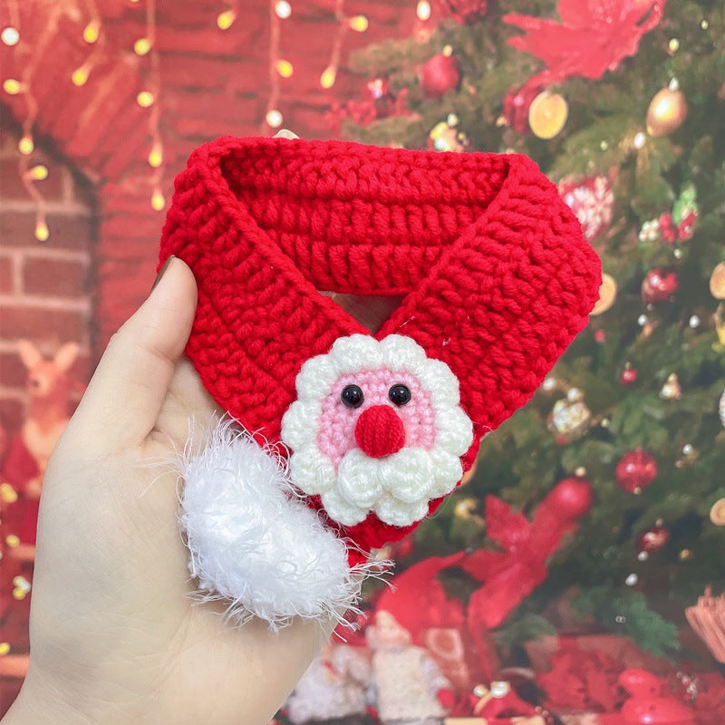 Pet Christmas Collar Scarf Cat Dog Knitted Scarf Woolen Hat