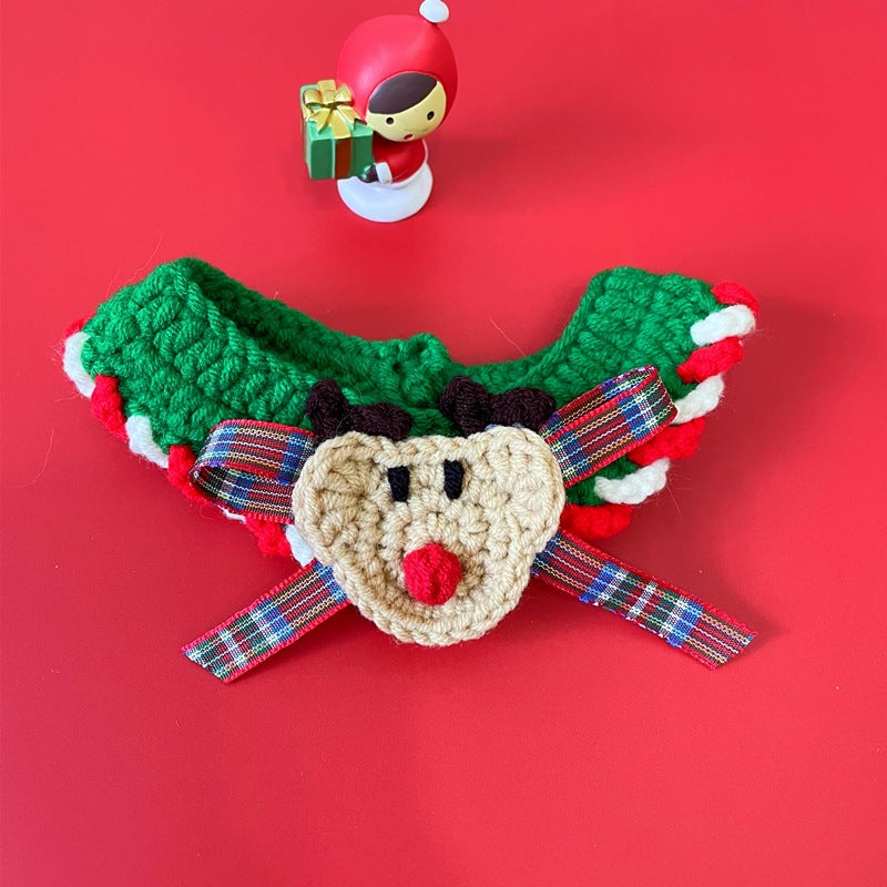 Pet Christmas Collar Scarf Cat Dog Knitted Scarf Woolen Hat