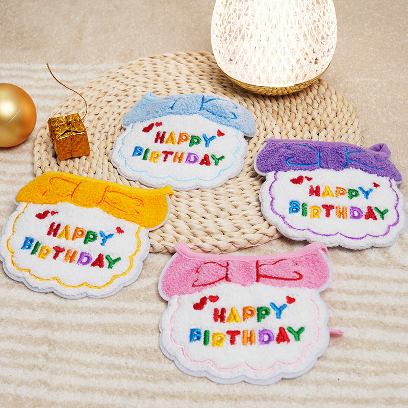 Pet birthday saliva towel Party scarf Dress up cat dog birthday gift cake decorate scarf