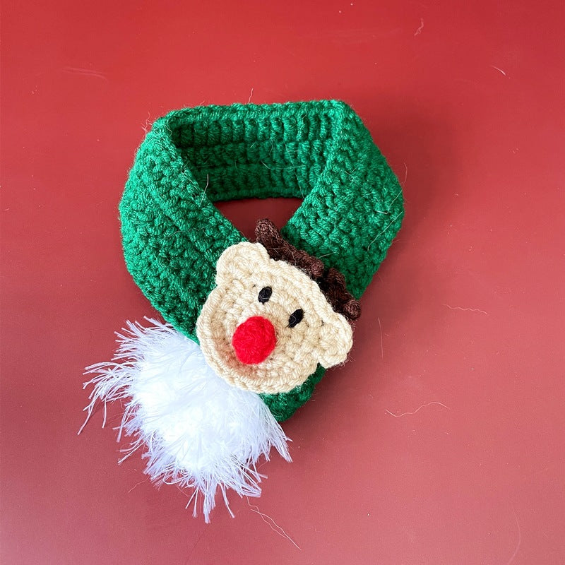 Pet Christmas Collar Scarf Cat Dog Knitted Scarf Woolen Hat