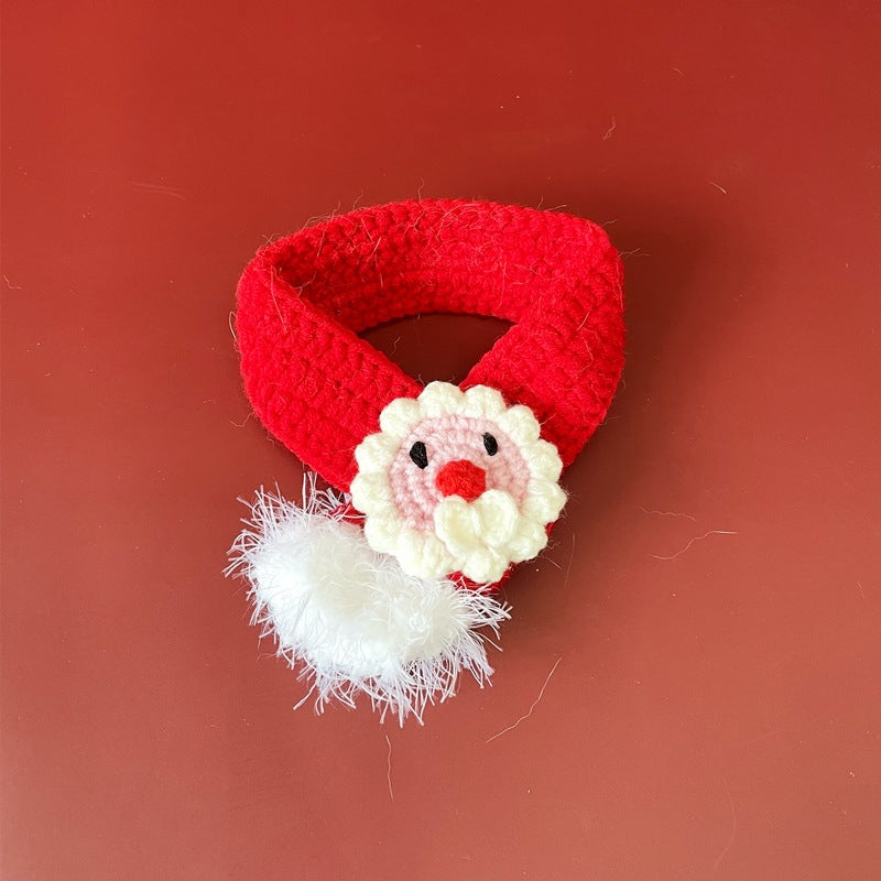 Pet Christmas Collar Scarf Cat Dog Knitted Scarf Woolen Hat