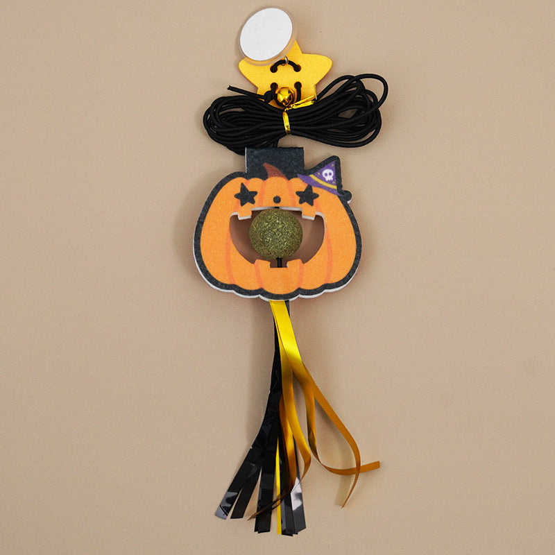 Cat toys swing, hanging doors, hanging elastic feathers to tease cats, Halloween pet supplies.