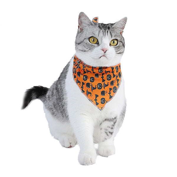 Halloween pet bib bandana  dog saliva towel Thanksgiving pet triangle cat scarf bib（Buy one and get one free）