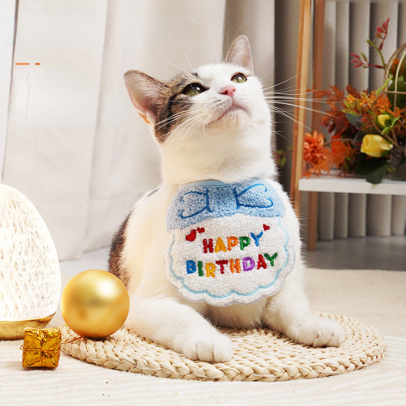 Pet birthday saliva towel Party scarf Dress up cat dog birthday gift cake decorate scarf